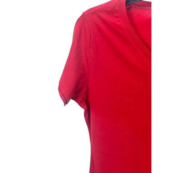 Port & Company Red V-Neck T-Shirt Small Unisex Basic Cotton Tee New - Picture 5 of 7